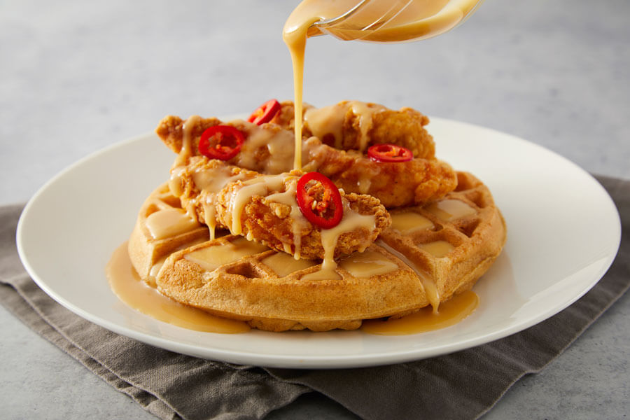 Chicken & Waffles with Hot Honey Sauce recipe